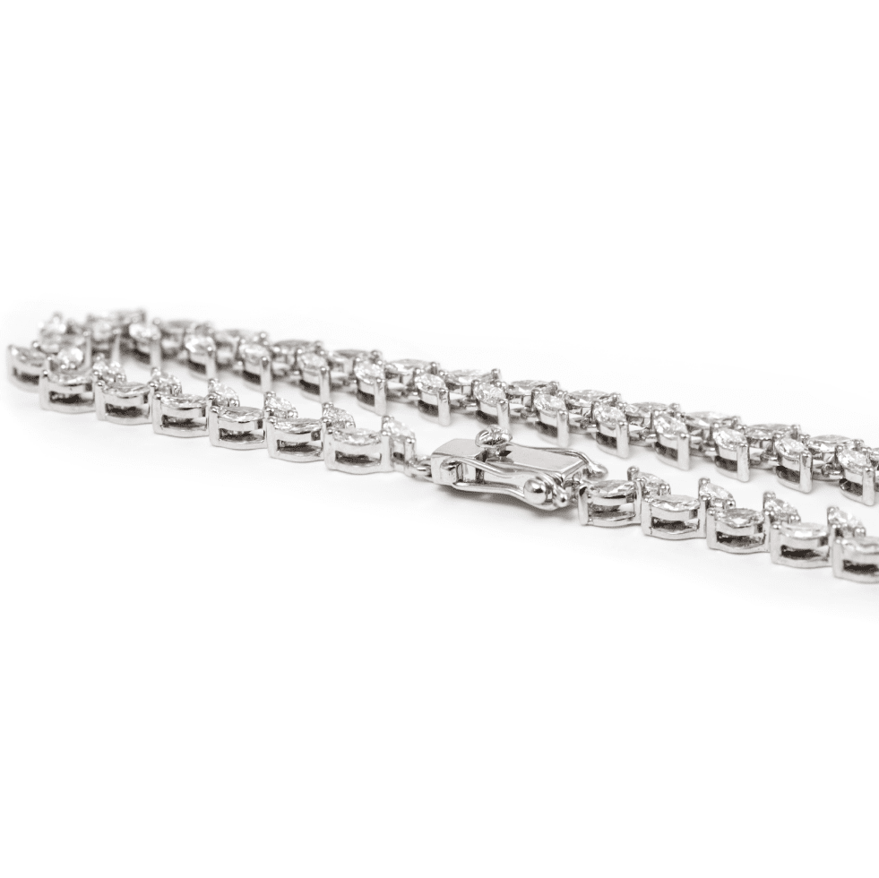 Marquise Cut Lab Diamond Two - Prong Basket Tennis Bracelet with Willow - Inspired Design - MMR