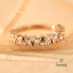 Marquise & Round Shape Stone Prong Set Half Eternity Band - MMR