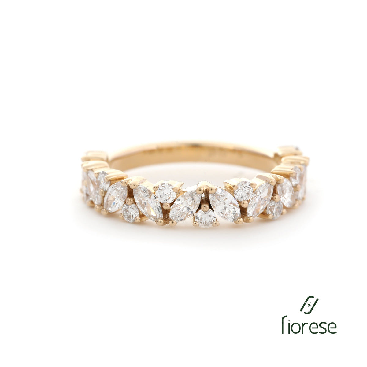 Marquise & Round Shape Stone Prong Set Half Eternity Band - MMR