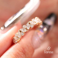 Marquise & Round Shape Stone Prong Set Half Eternity Band - MMR