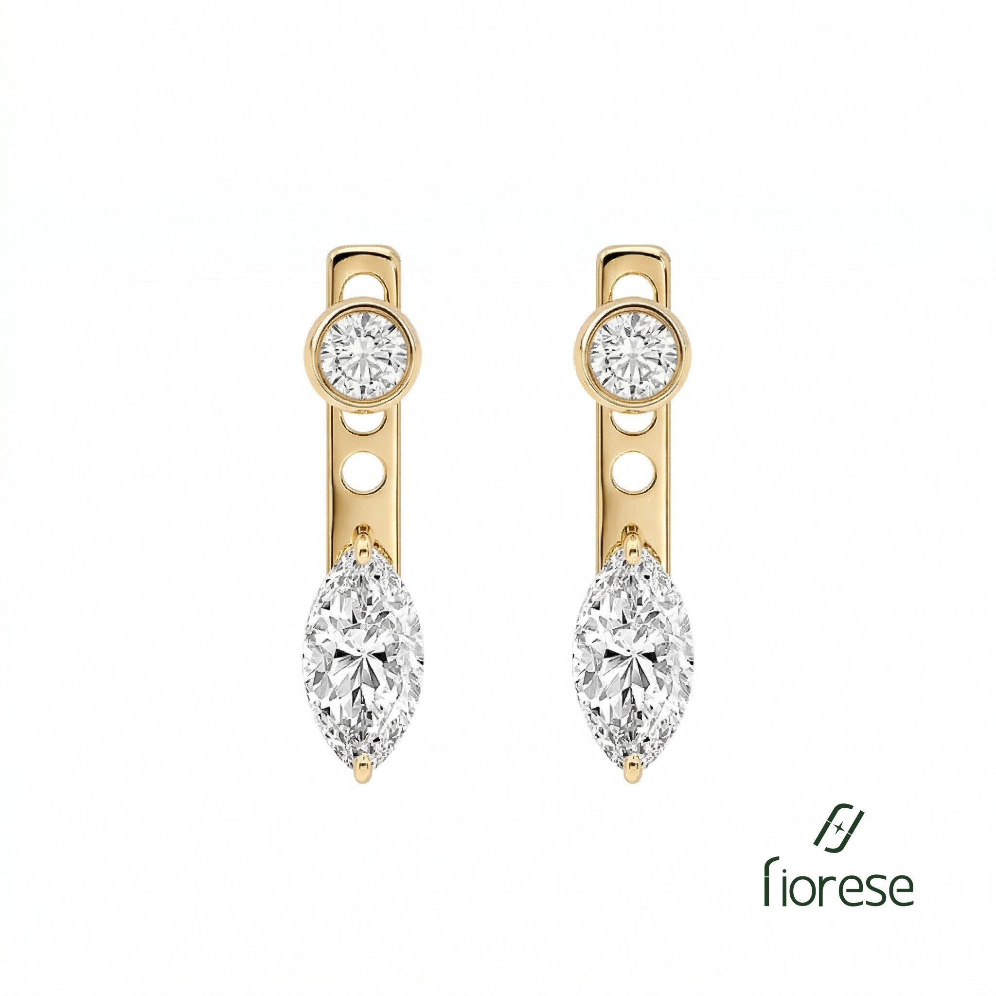 Marquise & Round Stone Drop Earrings - MMR