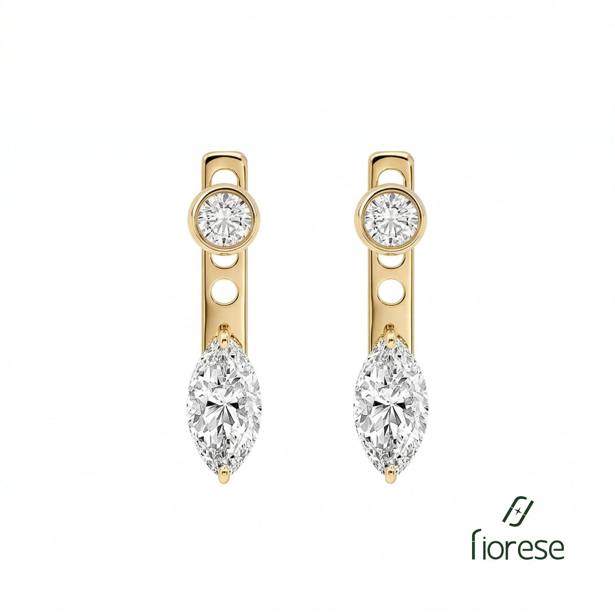 Marquise & Round Stone Drop Earrings - MMR
