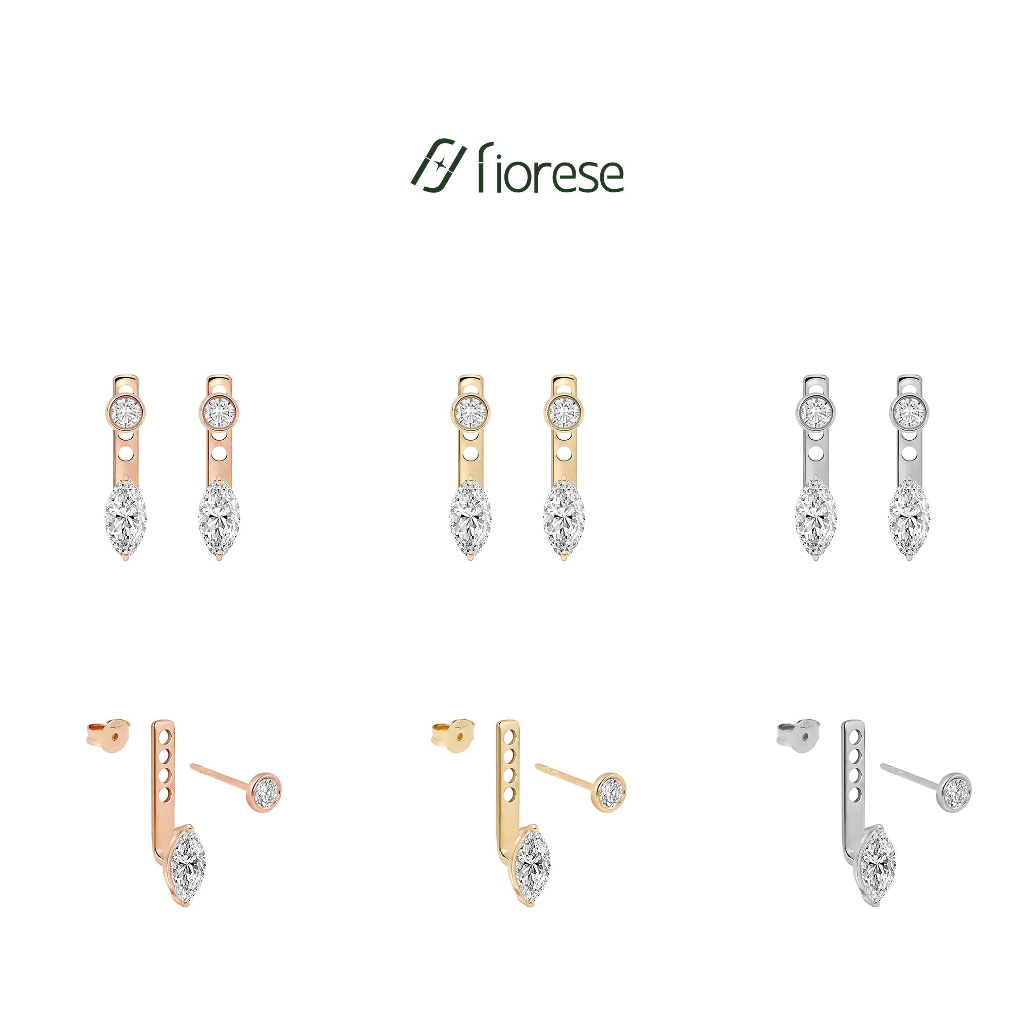 Marquise & Round Stone Drop Earrings - MMR