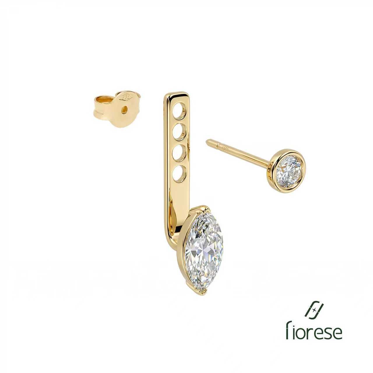 Marquise & Round Stone Drop Earrings - MMR