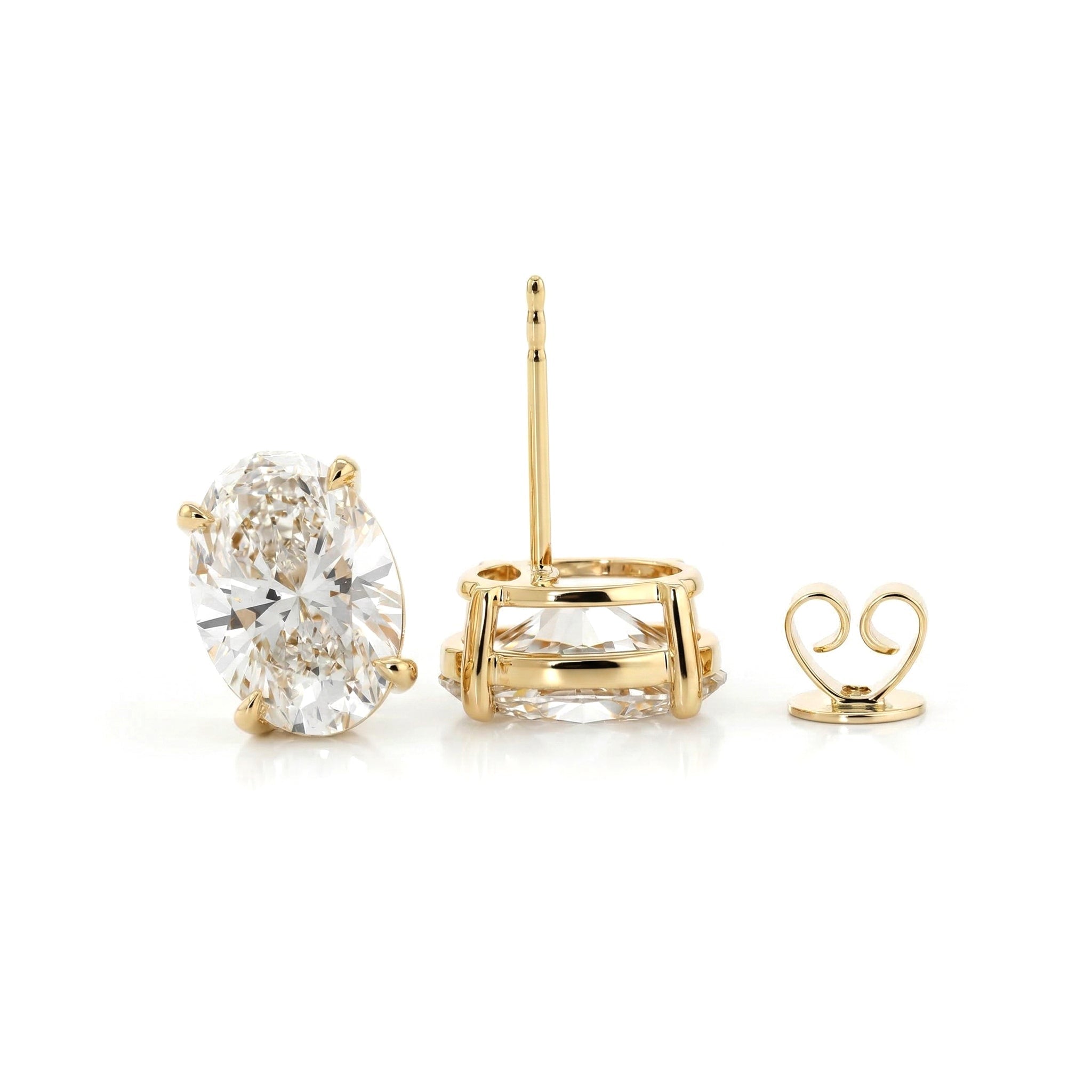 Oval Brilliant Lab Diamond 4 - prong Basket Setting Studs - Fiorese Day - MMR