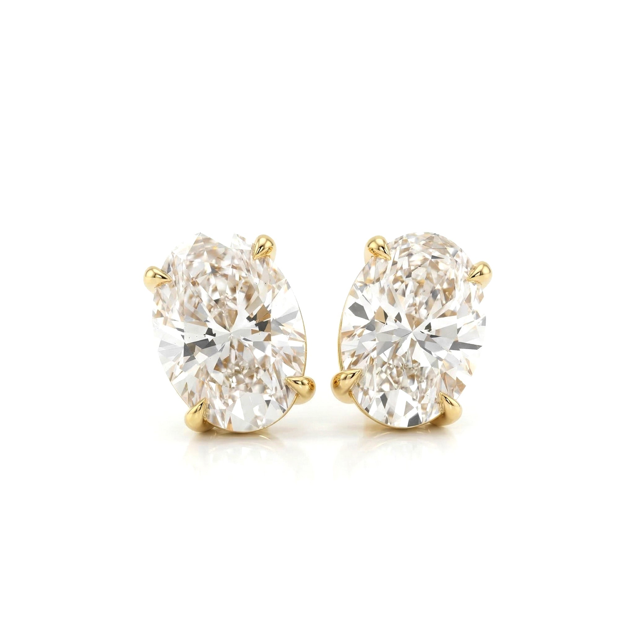 Oval Brilliant Lab Diamond 4 - prong Basket Setting Studs - Fiorese Day - MMR