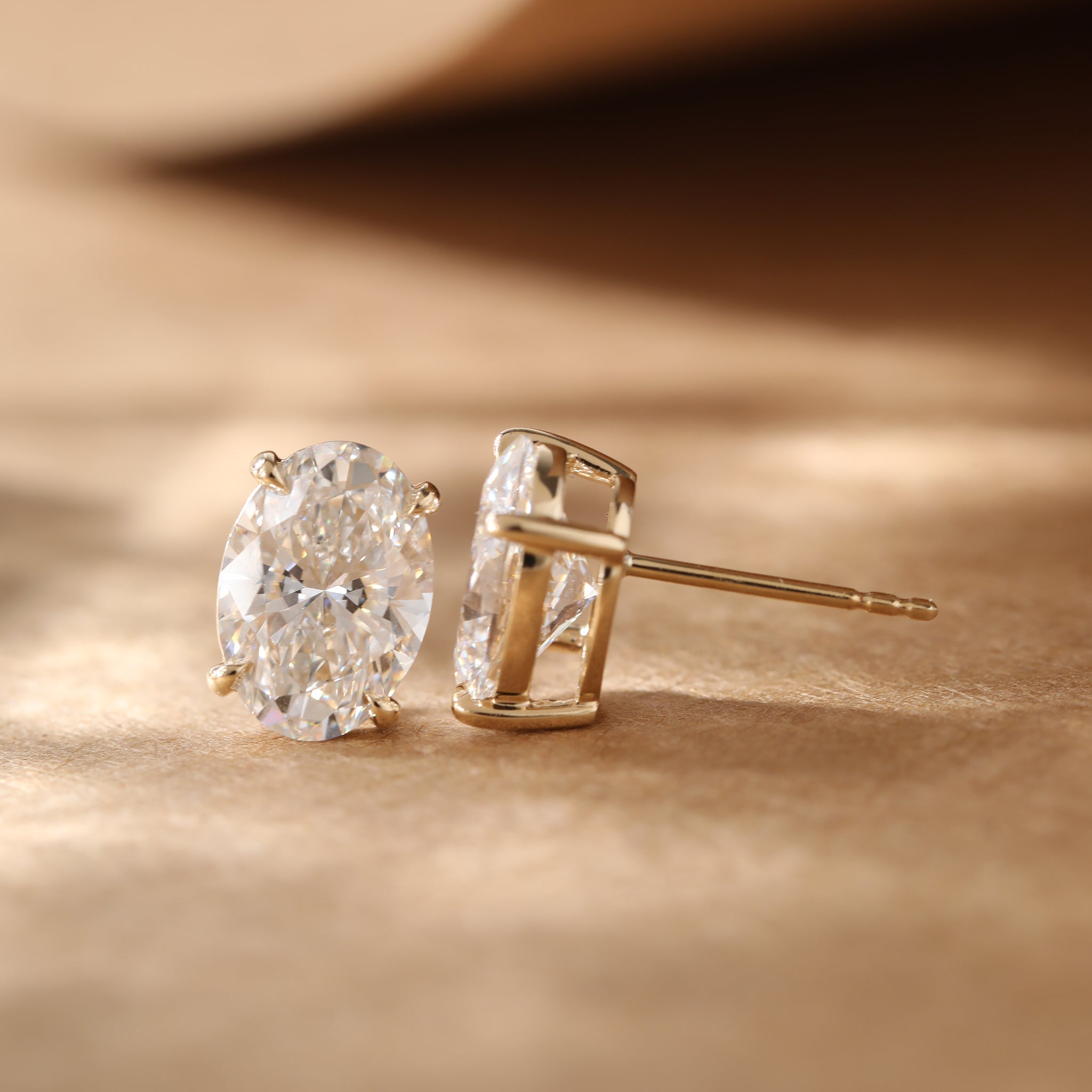 Oval Brilliant Lab Diamond 4 - prong Basket Setting Studs - Fiorese Day - MMR