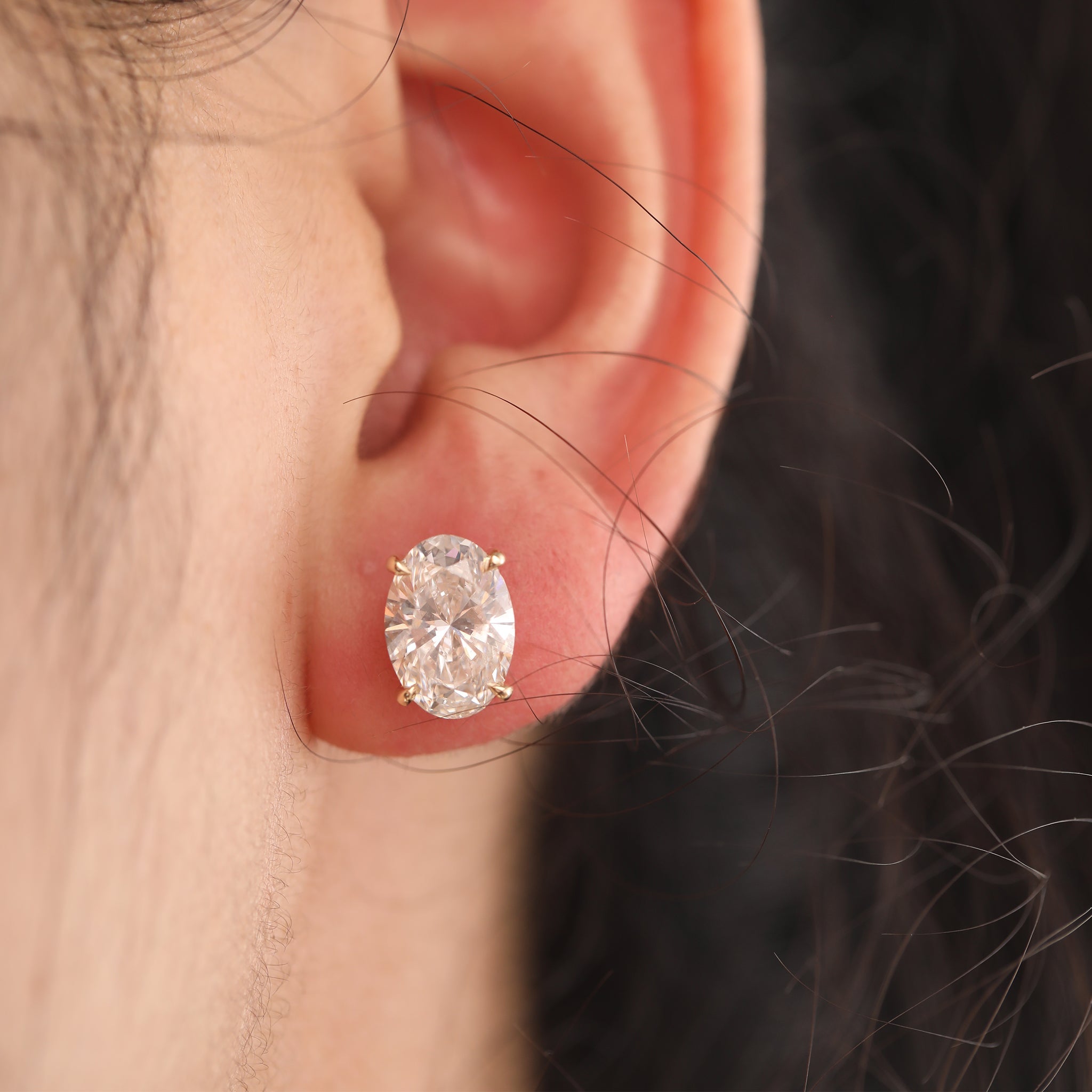 Oval Brilliant Lab Diamond 4 - prong Basket Setting Studs - Fiorese Day - MMR