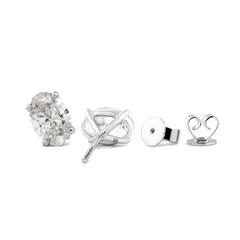 Oval Brilliant Lab Diamond Four - Prong Martini Style Stud Earrings - MMR