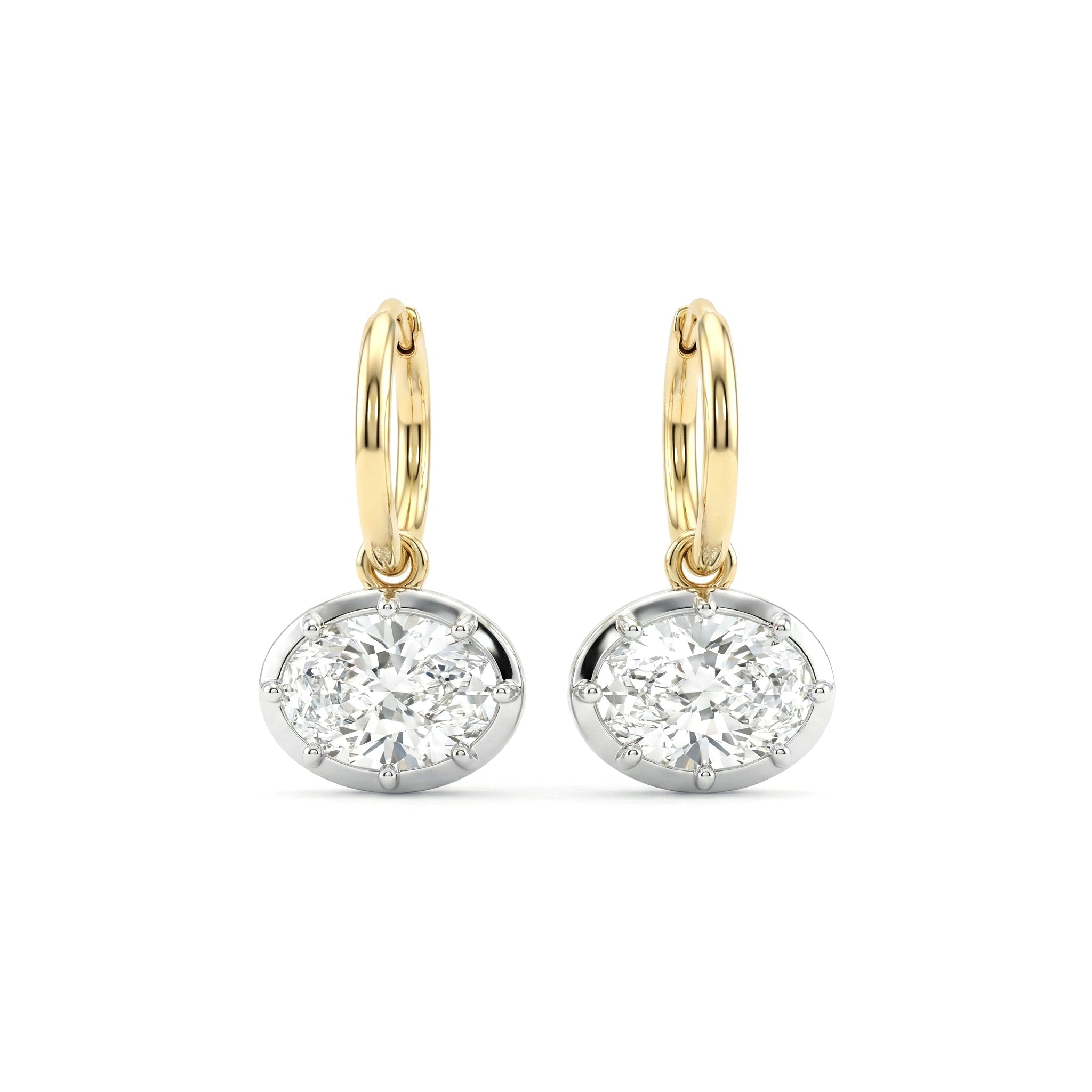 Oval Brilliant Lab Diamond Rhodium Plating Bezel Hoop - MMR