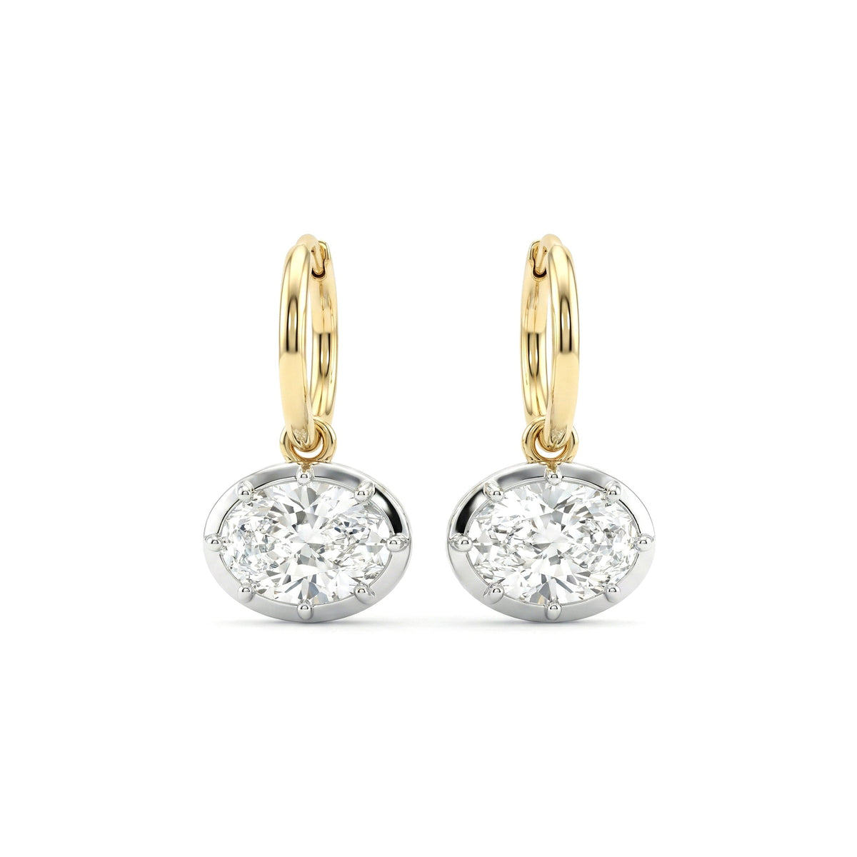 Oval Brilliant Lab Diamond Rhodium Plating Bezel Hoop - MMR