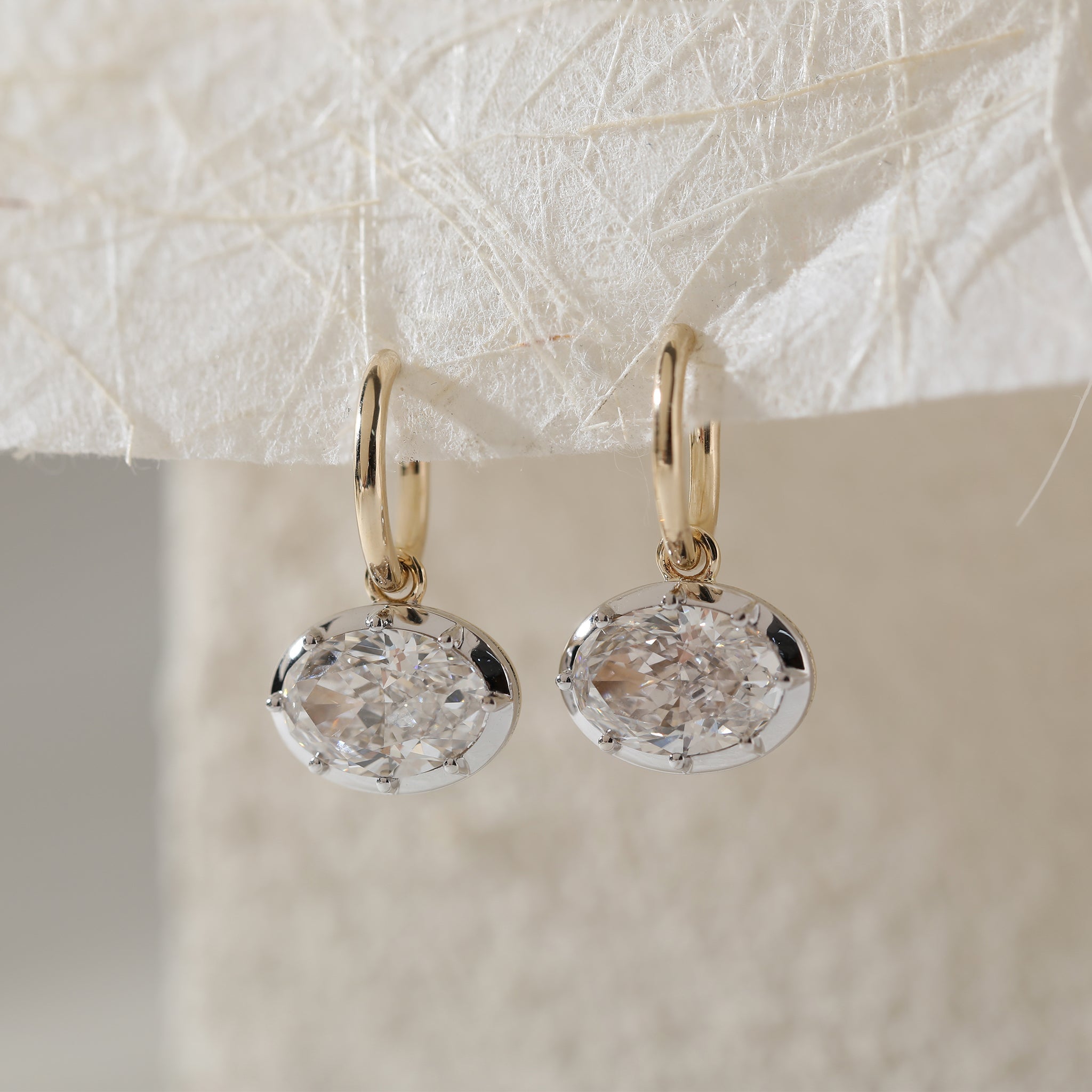 Oval Brilliant Lab Diamond Rhodium Plating Bezel Hoop - MMR