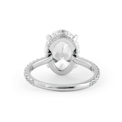 Oval Cut Lab Diamond 4 - Claw Hidden Halo Cathedral Bridal Set — Engagement Ring with U - Shaped Pavé Eternity Band - MMR