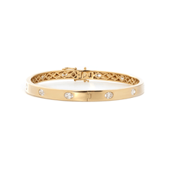 Oval Cut Lab Diamond Bezel - Set Bangle Bracelet - MMR