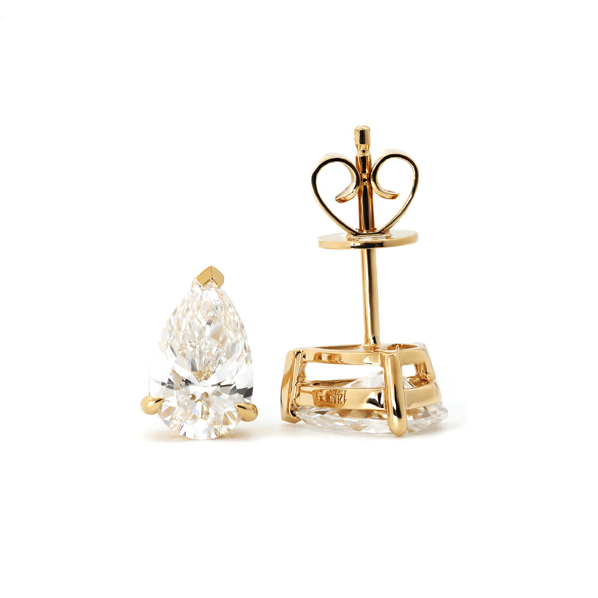 Pear Brilliant Lab Diamond 4 - prong Basket Setting Studs - Fiorese Day - MMR