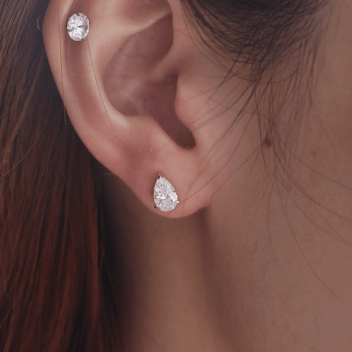 Pear Brilliant Lab Diamond 4 - prong Basket Setting Studs - Fiorese Day - MMR
