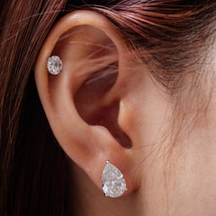 Pear Brilliant Lab Dimond Three - Prong Martini Stud Earrings - MMR