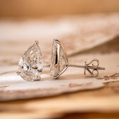 Pear Brilliant Lab Dimond Three - Prong Martini Stud Earrings - MMR