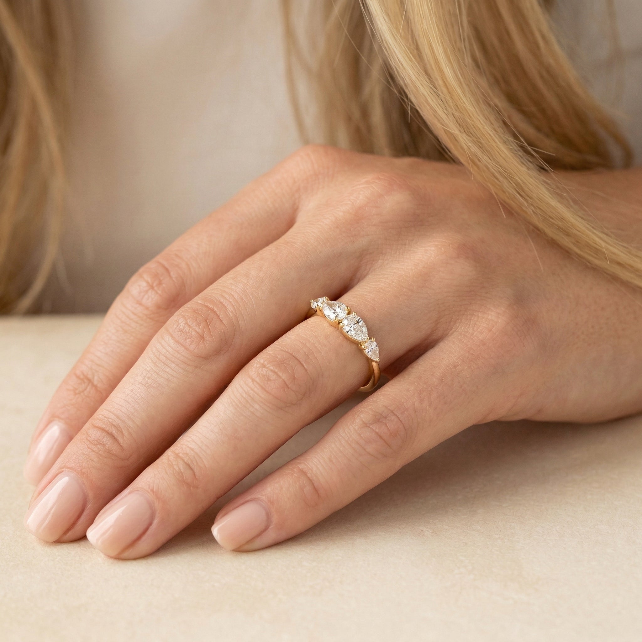 Pear Shape Counterpart Stone Ring - MMR