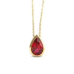 Pear Shape Stone Bezel Pendant Necklace - MMR