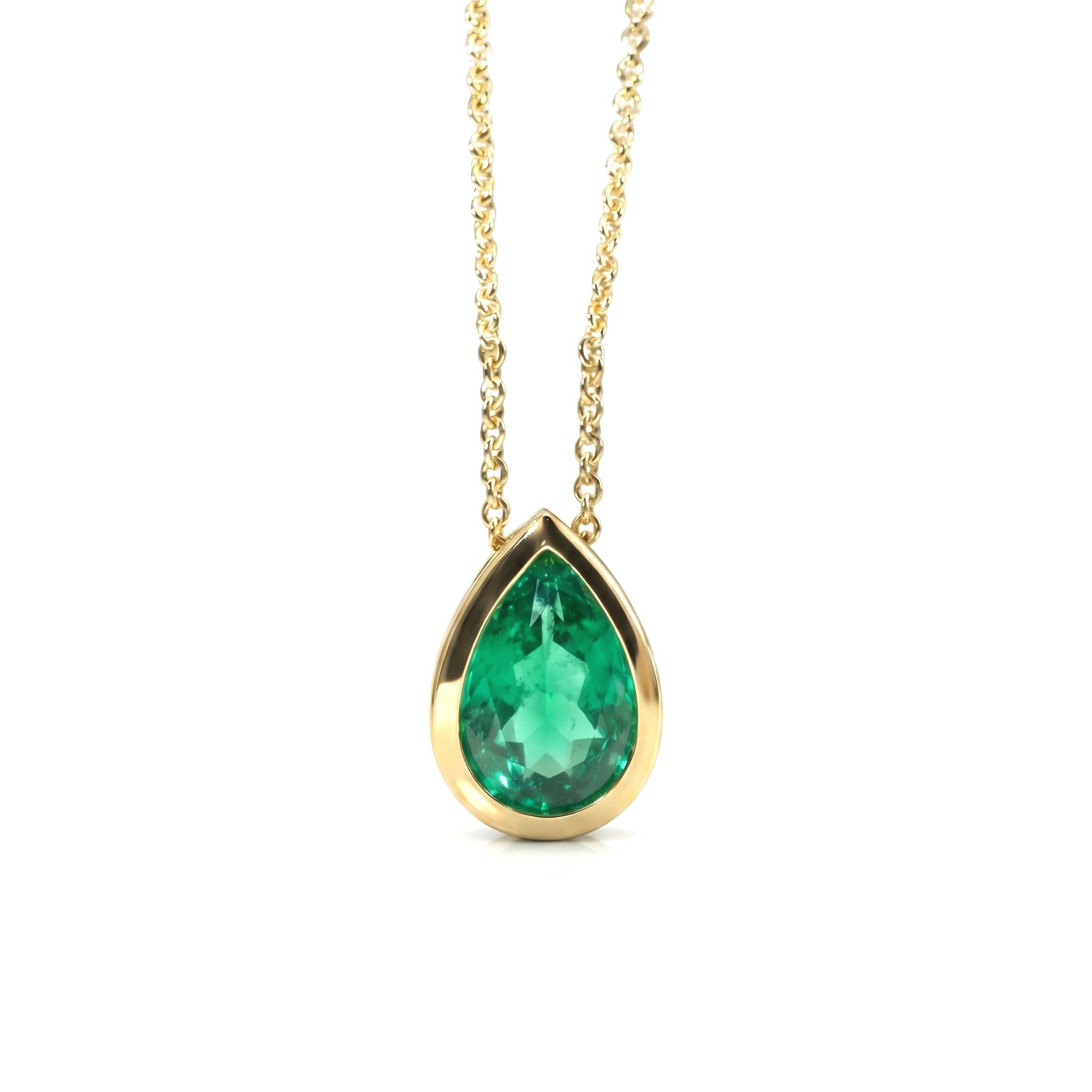 Pear Shape Stone Bezel Pendant Necklace - MMR