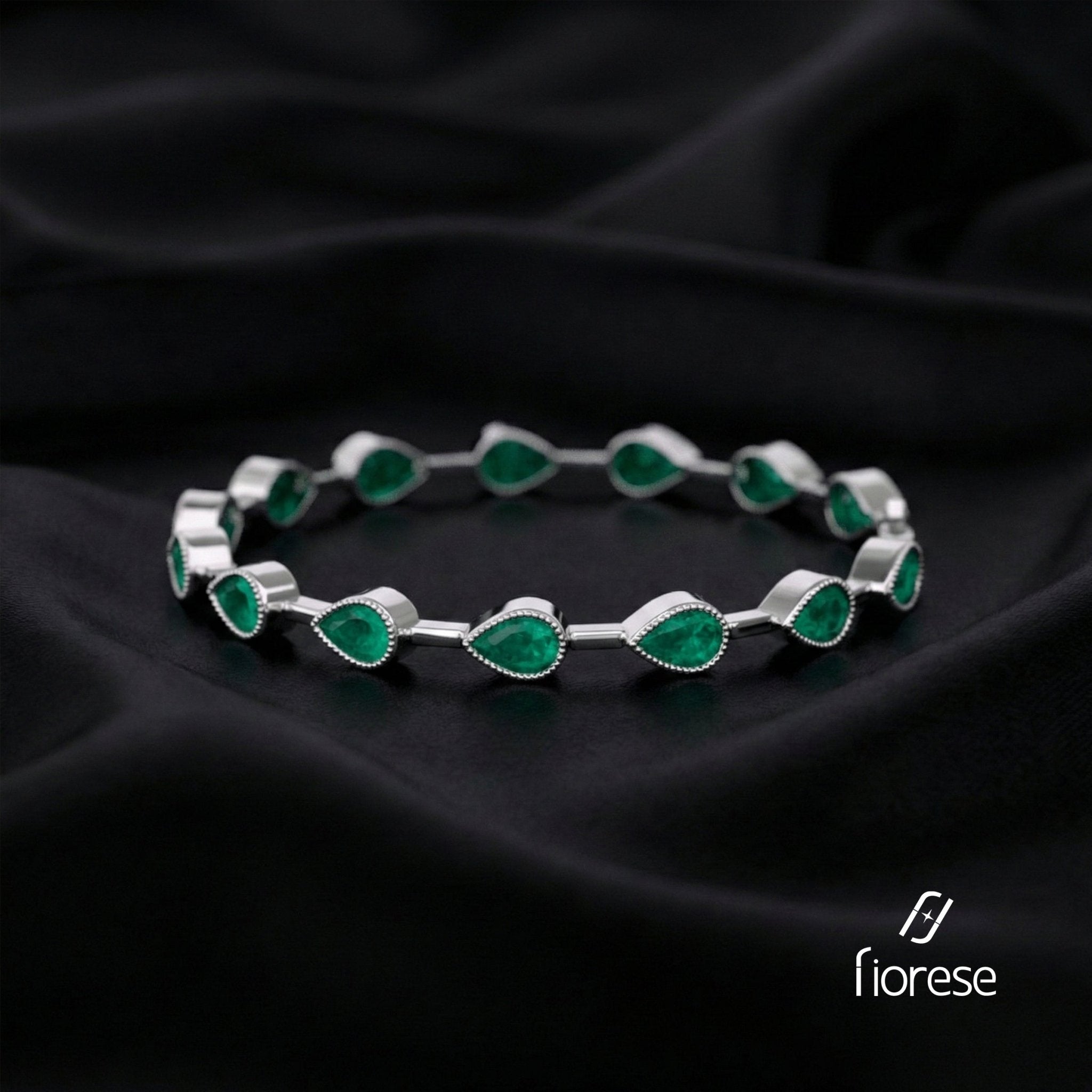 Pear - Shaped Bezel - Set Bracelet with Milgrain Edge - MMR