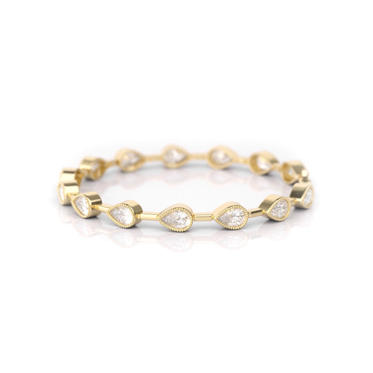 Pear - Shaped Bezel - Set Bracelet with Milgrain Edge - MMR