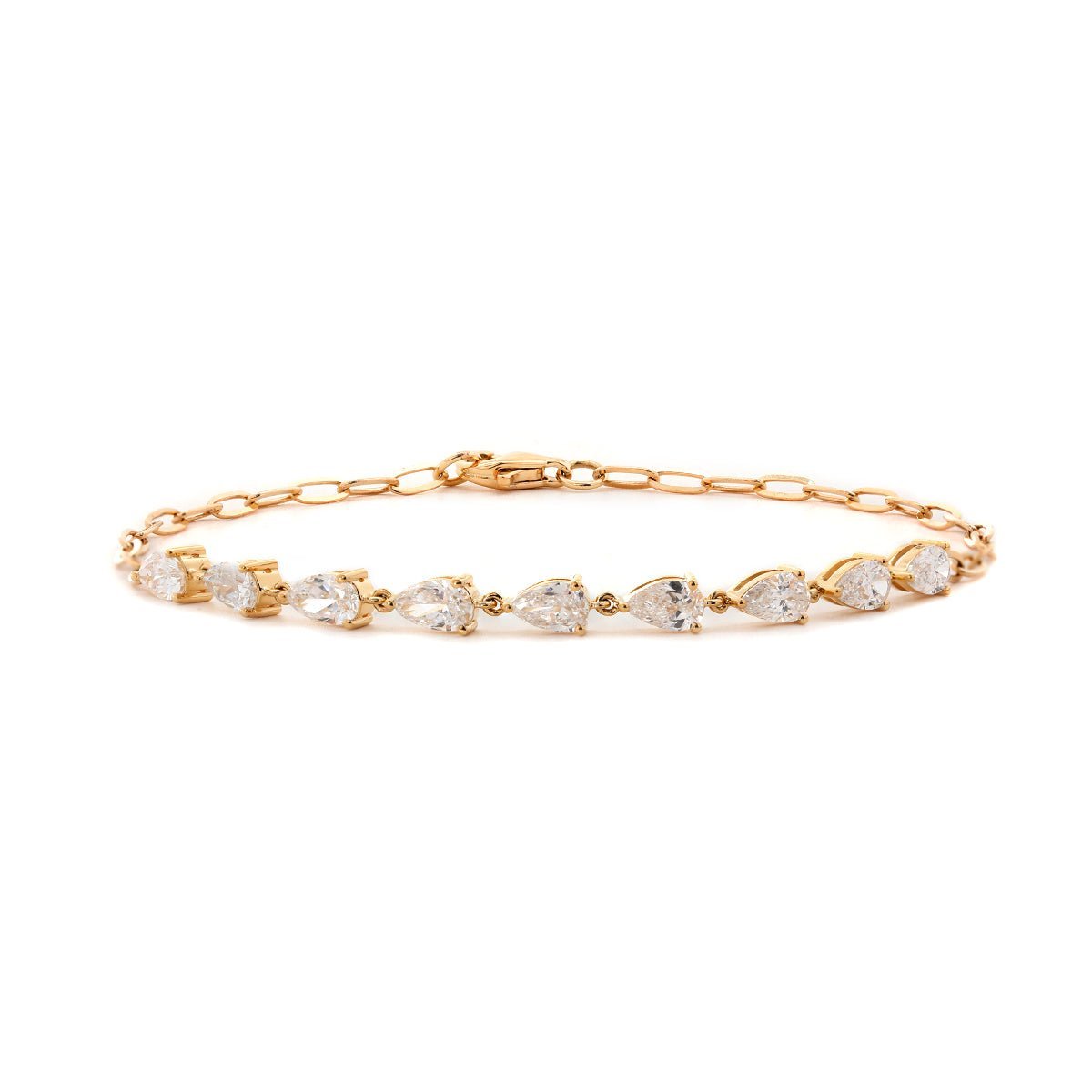 Pear - Shaped Lab Diamond 9 - Stone Adjustable Chain Bracelet - MMR