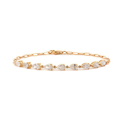 Pear - Shaped Lab Diamond 9 - Stone Adjustable Chain Bracelet - MMR