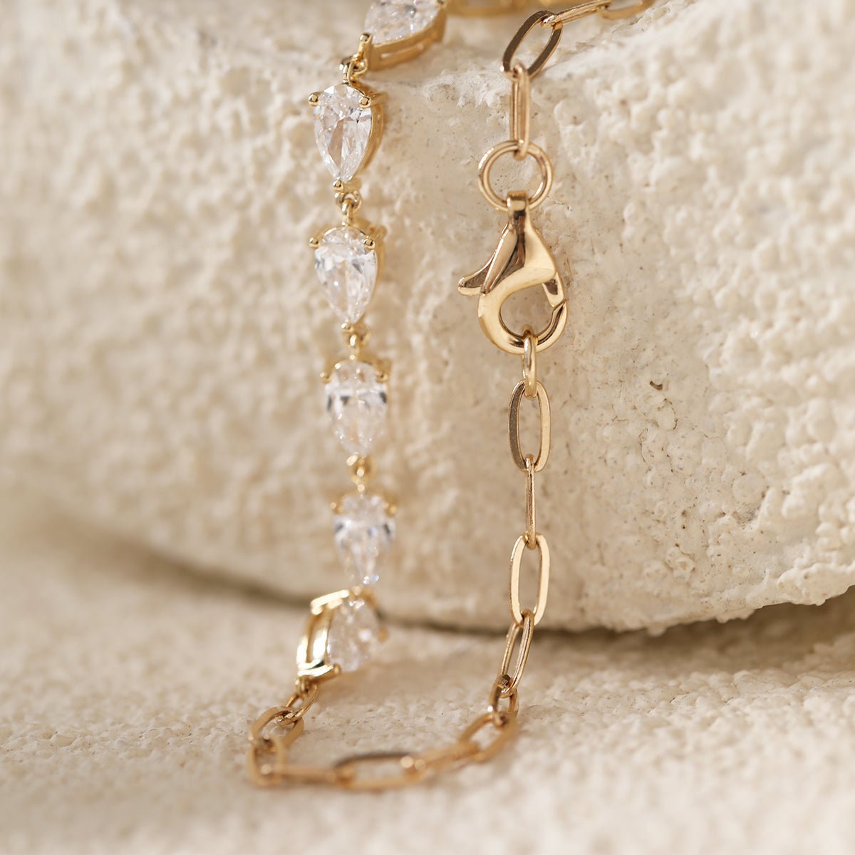 Pear - Shaped Lab Diamond 9 - Stone Adjustable Chain Bracelet - MMR