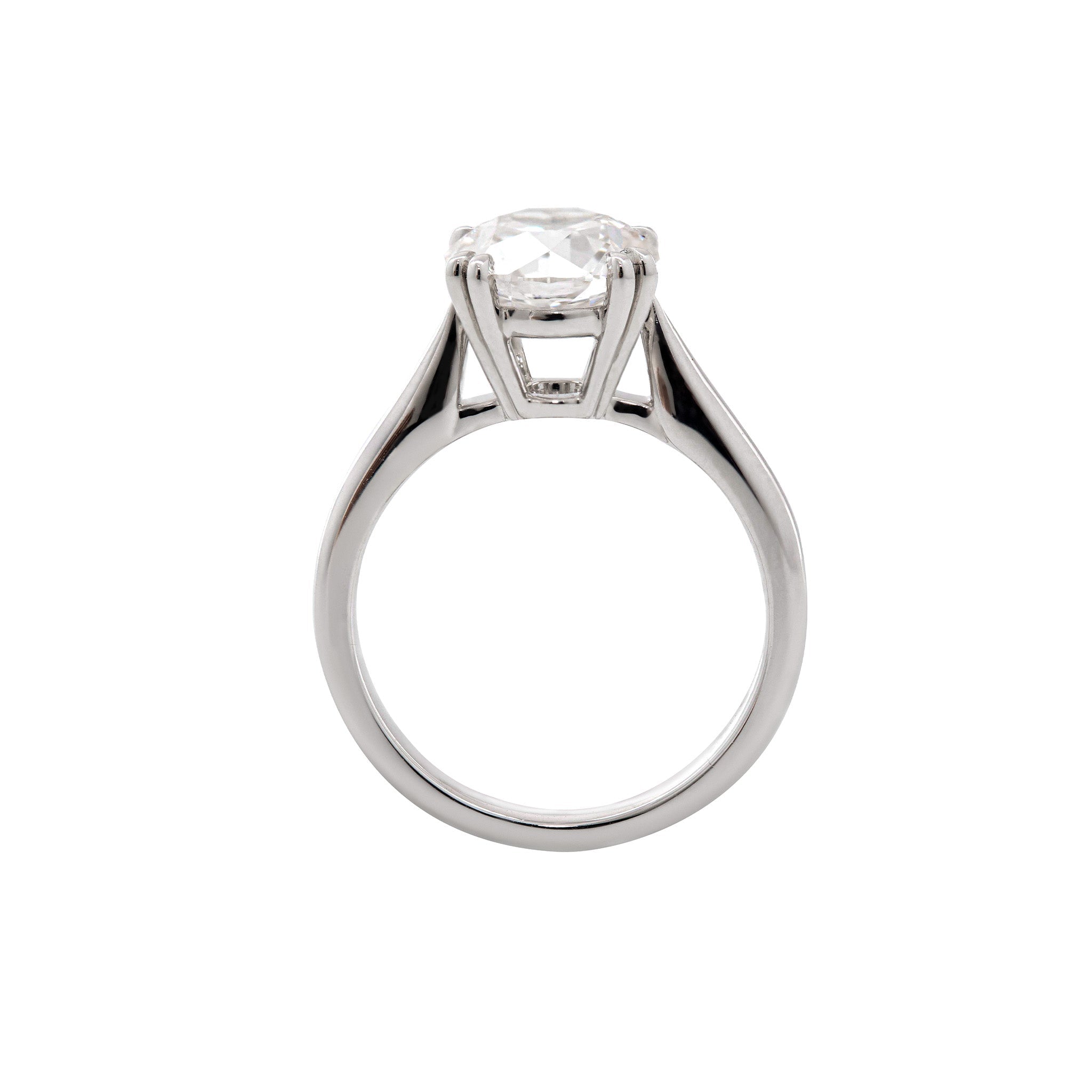 Platinum 2.1CT Old European Cut Lab Diamond Cathedral Design Round Prong Ring - MMR