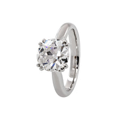 Platinum 2.1CT Old European Cut Lab Diamond Cathedral Design Round Prong Ring - MMR