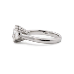 Platinum 2.1CT Old European Cut Lab Diamond Cathedral Design Round Prong Ring - MMR