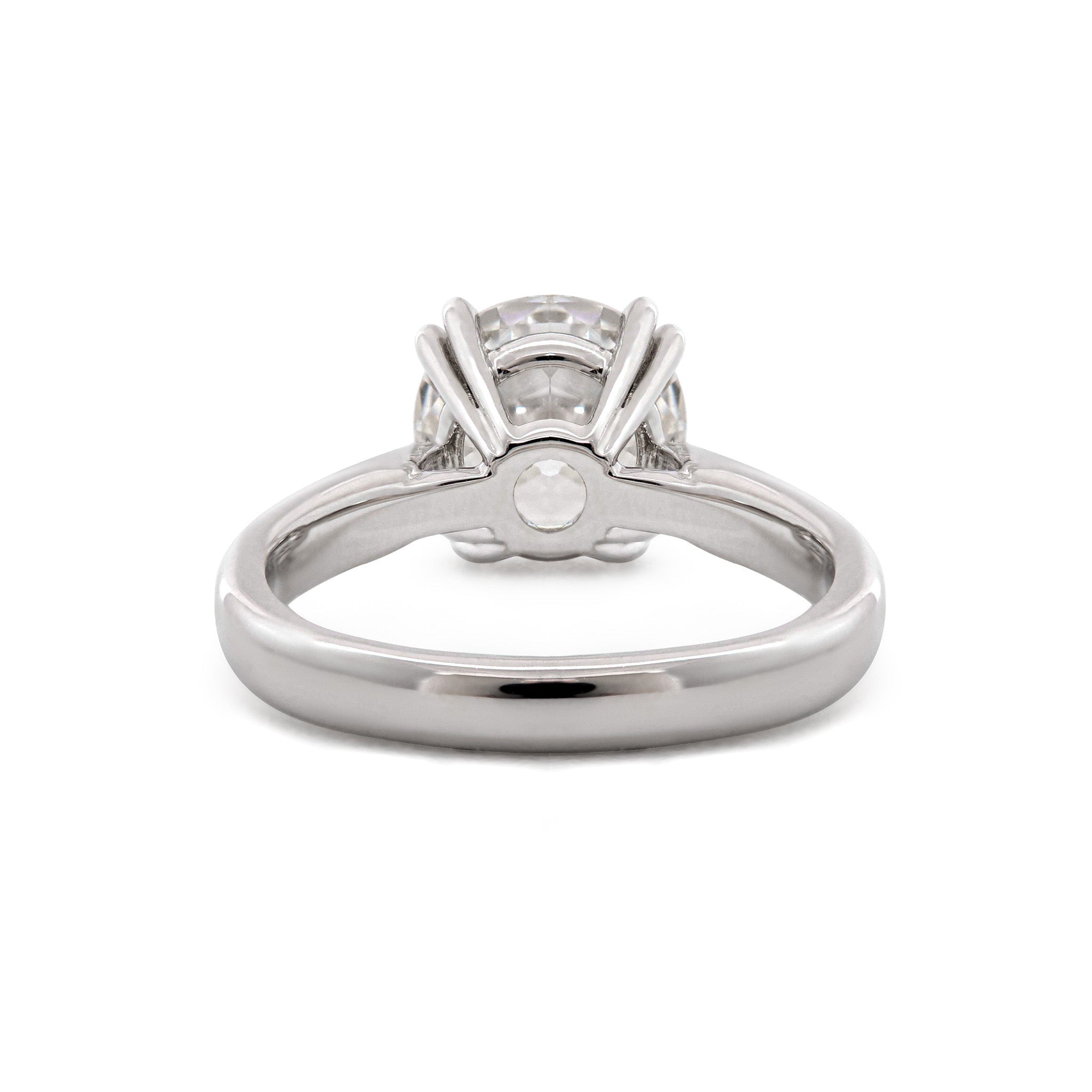 Platinum 2.1CT Old European Cut Lab Diamond Cathedral Design Round Prong Ring - MMR