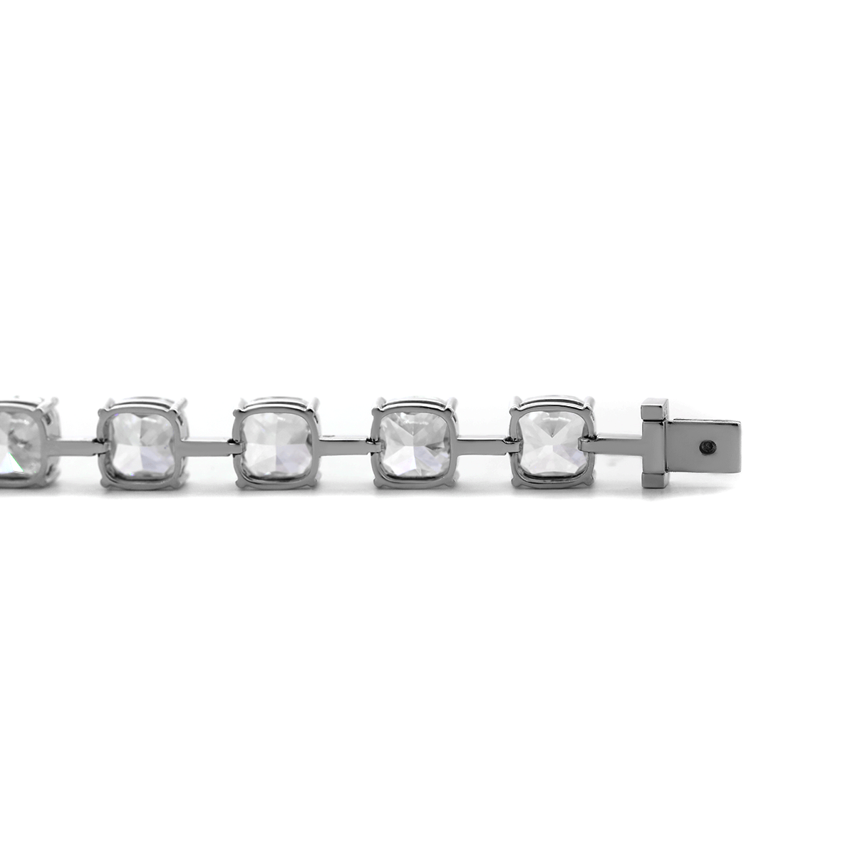 Platinum 24 ct tw Cushion Lab Diamond 4 Claw Prong Bakset Station Bracelet - MMR