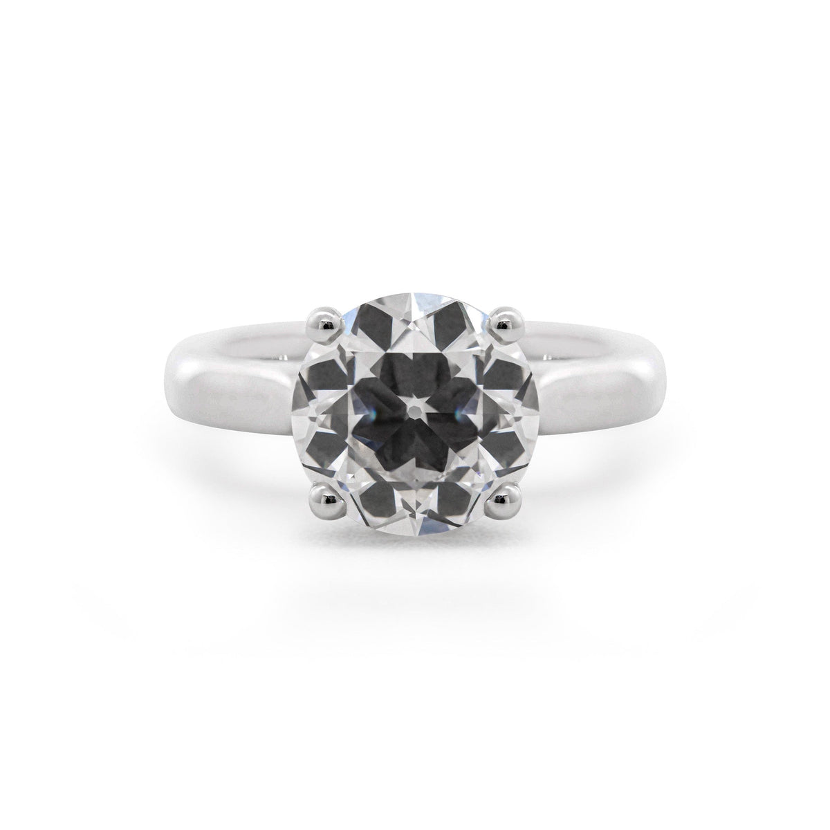 Platinum 2.63CT Old European Cut Lab Diamond Cathedral Design Round Prong Ring - MMR
