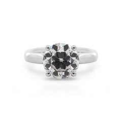 Platinum 2.63CT Old European Cut Lab Diamond Cathedral Design Round Prong Ring - MMR