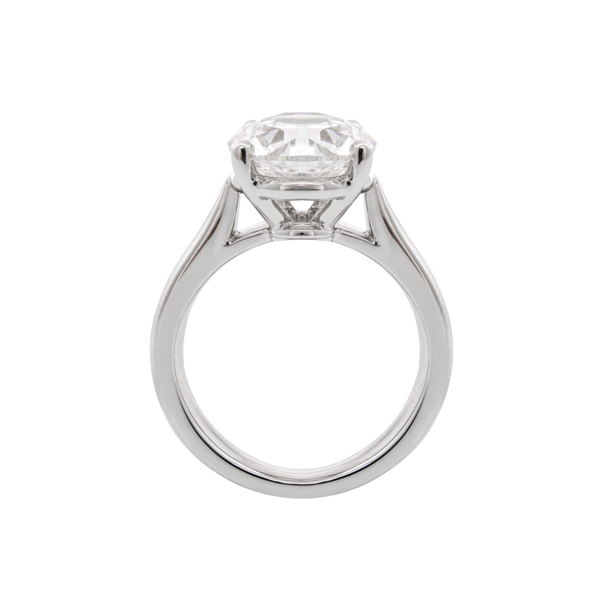 Platinum 2.63CT Old European Cut Lab Diamond Cathedral Design Round Prong Ring - MMR