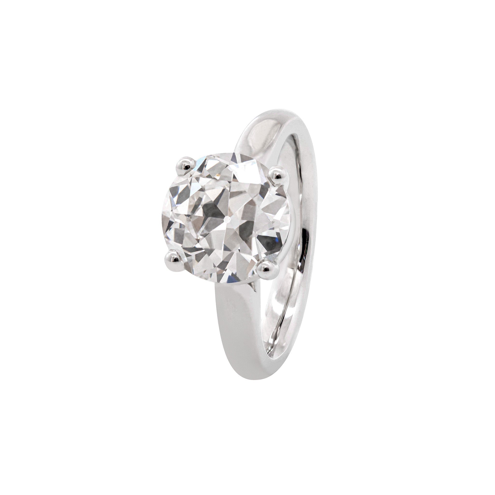 Platinum 2.63CT Old European Cut Lab Diamond Cathedral Design Round Prong Ring - MMR