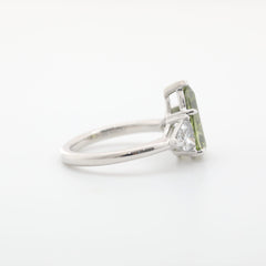 Platinum 3.01ct Pear Green Lab Diamond Three Stone Ring - MMR