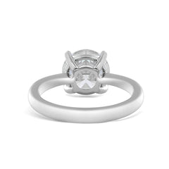 Platinum 3ct Round Lab Diamond 4 Round Prong Basket Solitaire Ring with Tapered Band Design - MMR