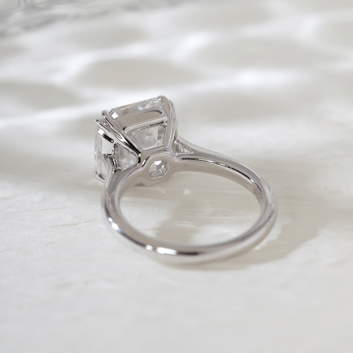 Platinum 5ct Antique Asscher Cut Lab Diamond Double Claw Prong Basket Solitaire Ring - MMR