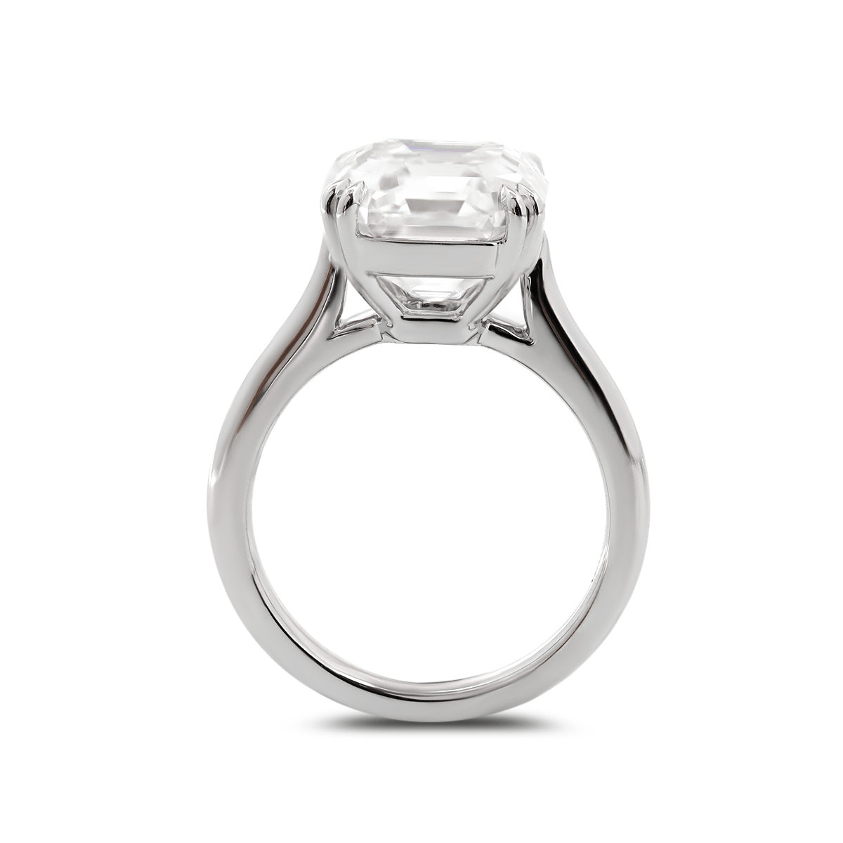 Platinum 5ct Antique Asscher Cut Lab Diamond Double Claw Prong Basket Solitaire Ring - MMR