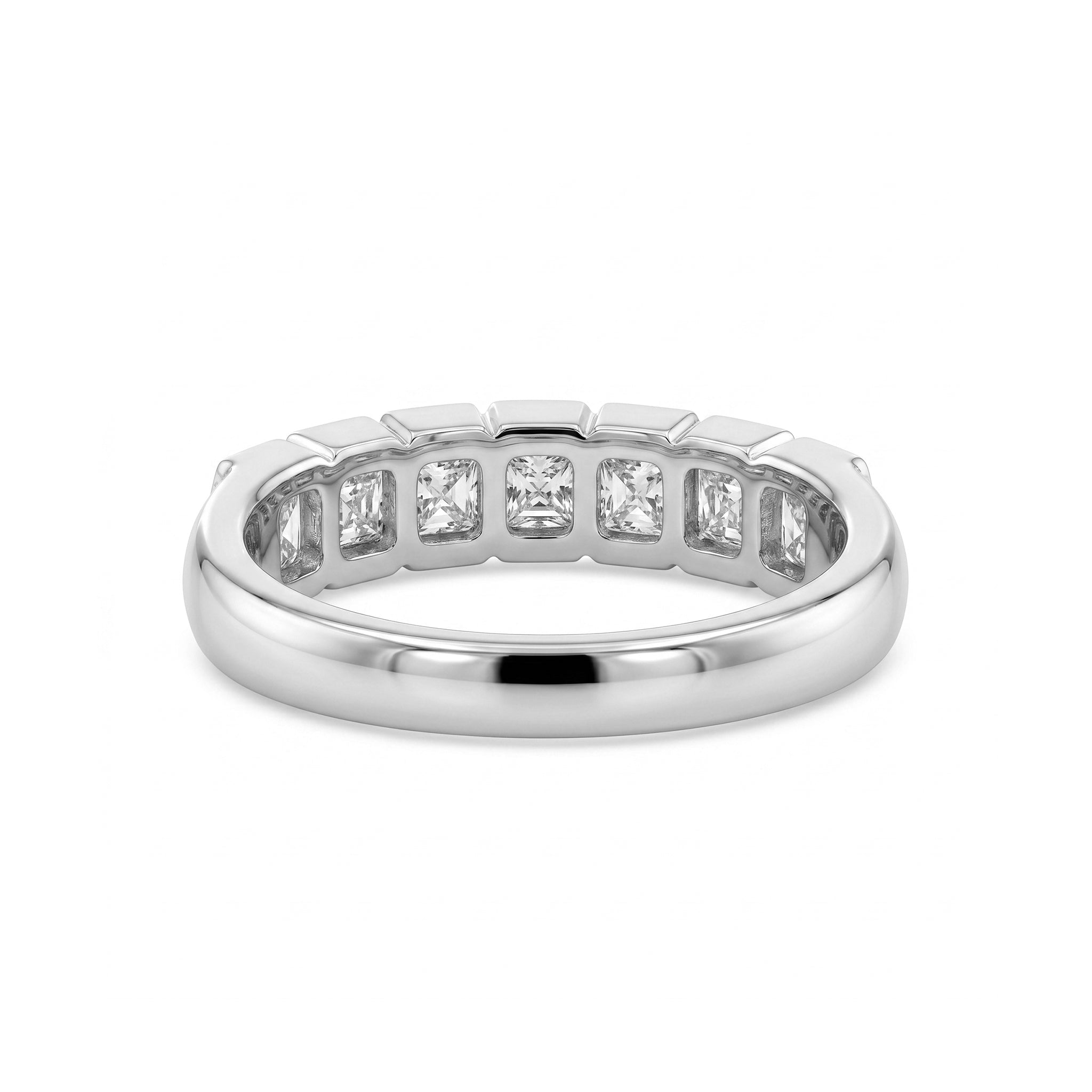 Platinum Asscher Cut Lab Diamond Bezel 7-Stone Ring - MMR