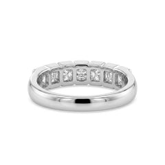 Platinum Asscher Cut Lab Diamond Bezel 7-Stone Ring - MMR