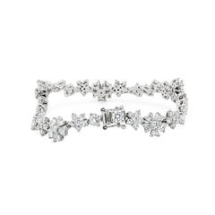Platinum Brilliant Cut Fancy Shaped Lab Diamond Petal Wave Bracelet (17cm) - MMR