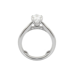 Platinum (IGI) 1.54CT Pear Brilliant Cut Lab Diamond Tuilp Setting Cathedral Solitaire Ring - MMR