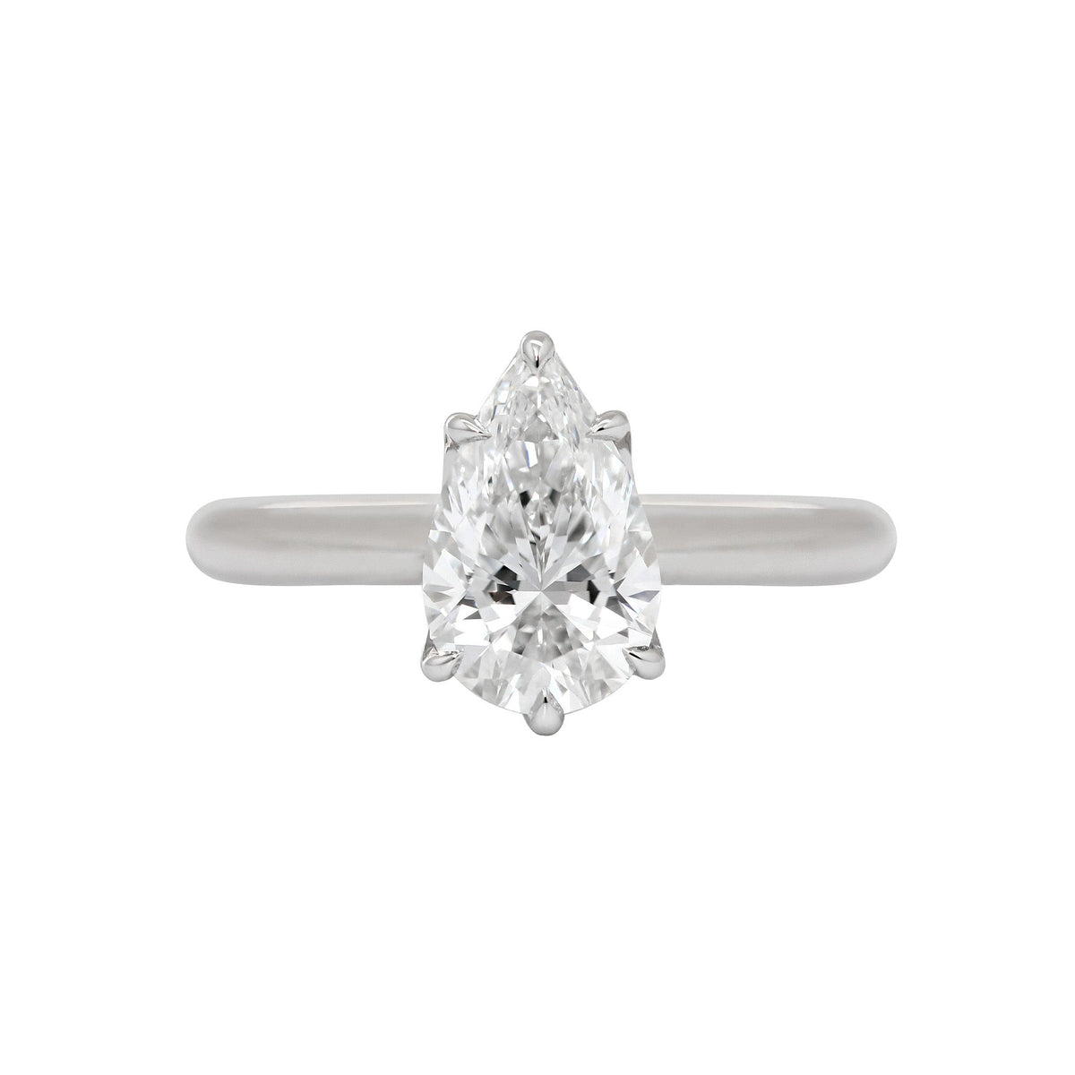 Platinum (IGI) 1.54CT Pear Brilliant Cut Lab Diamond Tuilp Setting Cathedral Solitaire Ring - MMR