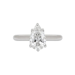 Platinum (IGI) 1.54CT Pear Brilliant Cut Lab Diamond Tuilp Setting Cathedral Solitaire Ring - MMR