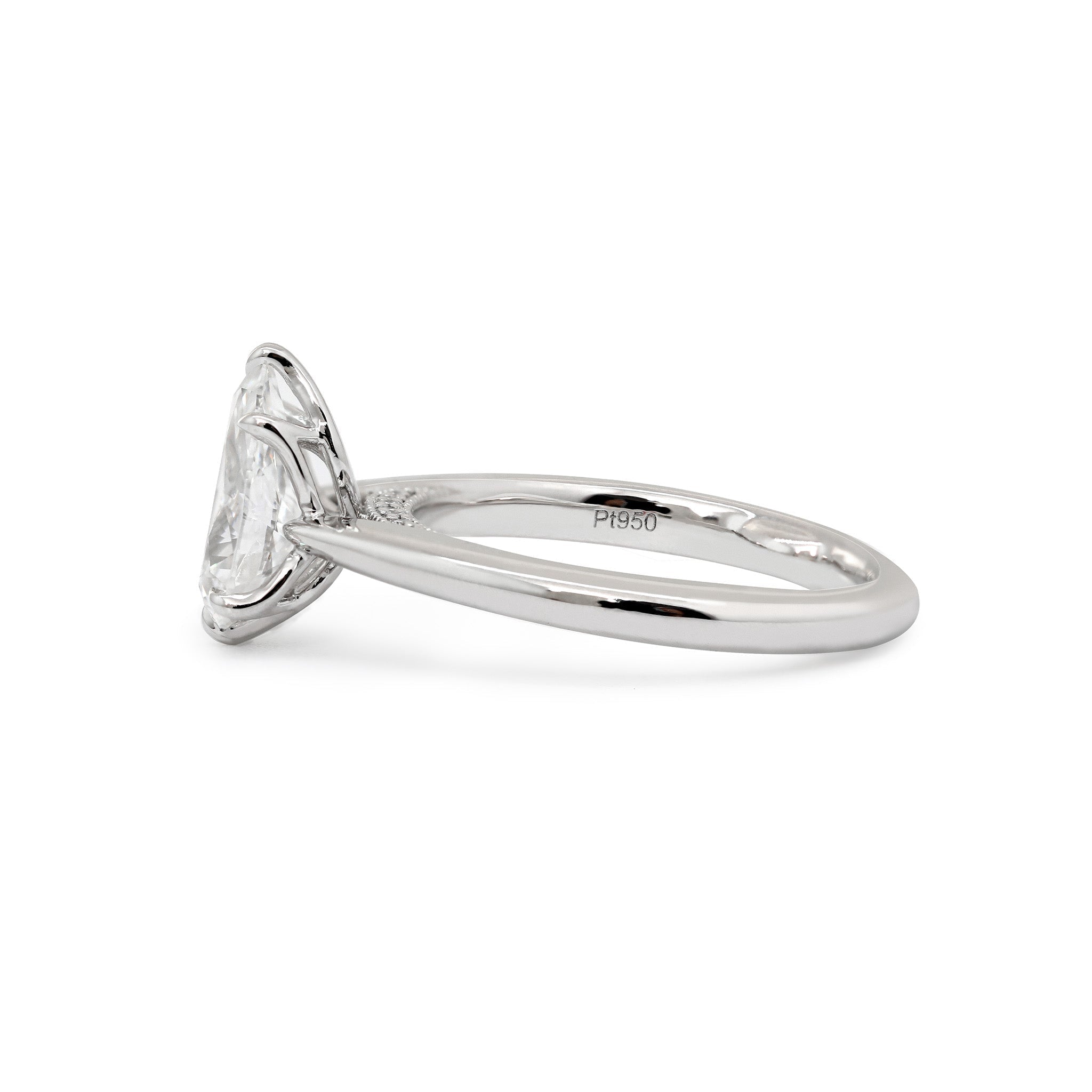 Platinum (IGI) 1.54CT Pear Brilliant Cut Lab Diamond Tuilp Setting Cathedral Solitaire Ring - MMR